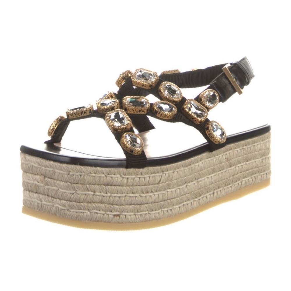 Gucci Jute crystal embellishment espadrille